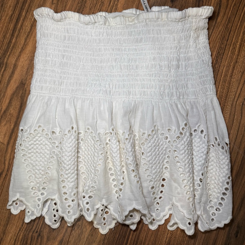 Ulla Johnson Top Beige Eyelet‎ Embroidered Size 2 Strapless